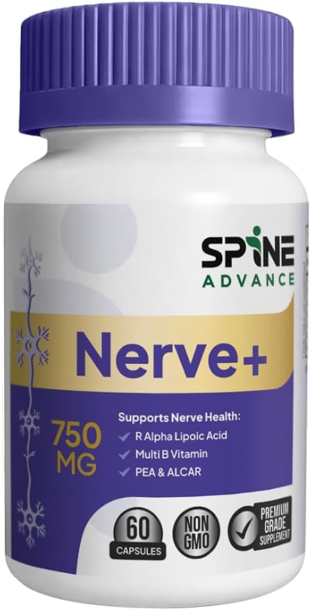 Spine Advance Nerve+ supplement bottle, 60 capsules