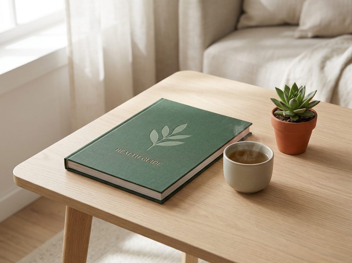 The free Spine Health Starter Guide booklet resting on a desk